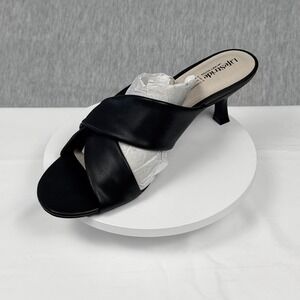 LifeStride Nori Black Babylon Dress Sandals Kitten Heel Mules Womens 10W NEW